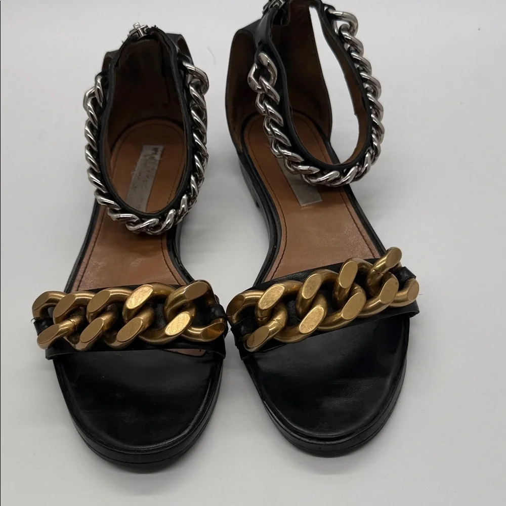 Stella McCartney Black Sandals with Gold and Silver Chain Detail - Picture 2 of 8